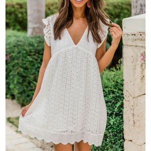 Pink lily white romper dress